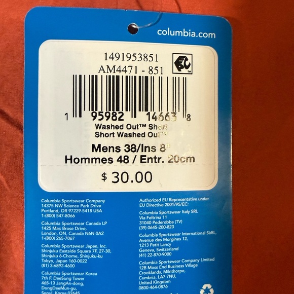 Columbia Men's Vibrant Coral Flat Front Shorts 38W 8L - Picture 2 of 6